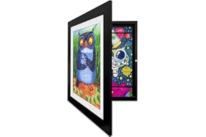 sopalmy Bilderrahmen für Kinderzeichnungen, A4 Kinder Kunst Bilderrahmen, Kunstfotorahmen für Kinder Bilder Frontöffnung Bilderrahmen Aufklappbar Rahmen Befüllbar Fotorahmen - Schwarz