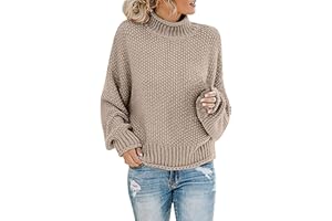 Iuyhau Womens Turtleneck Oversized Sweaters 2023 Fall Winter Warm Cozy Batwing Long Sleeve Pullover Plus Size Loose Thick Chunky Casual Vintage Knit Jumper Tops
