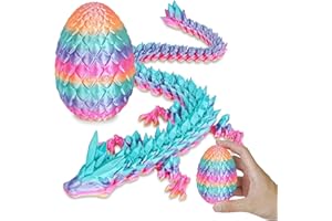 SPIRWORCHLAN 3D Printed Dragon Egg with Dragon Inside, Easter Dragon Egg, Articulated Crystal Dragon, Mystery Dragon Egg Fidget Toy, Easter Basket Stuffers Surprise Gift 3D Printed Animals, Home Desk Decor Multic