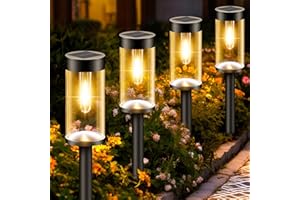 nipify Lampe Solaire Exterieur Jardin, Lot de 4 Lumiere Solaire Exterieur Jardin avec Blanc Chaud, Étanche Eclairage Extérieur Solaire Décoration Pour Chemins, Terrasse, Pelouse Patio Allée 【3000K】