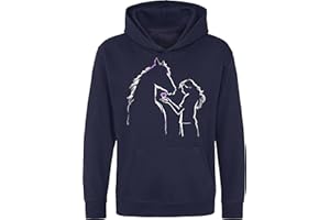MINIFAN Maglione per cavalli da ragazza: cavallo amore – felpa con cappuccio per ragazze – regalo cavalli – felpa con cappuccio per bambini – abbigliamento da equitazione – My Horse – accessori da equitazione