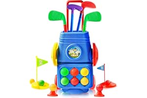 DOLOOWEE Ensemble de Jouets de Golf pour Tout-Petits, Jeu de Golf pour Enfants, Cadeau de Jouets de Sport avec 4 bâtons de Golf colorés, 6 balles, 2 Trous d'entraînement, Jouets d'intérieur et d'extérieur