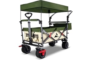 ‎TOPWELL TOPWELL Faltbarer Bollerwagen Outdoor Camping Falten Gartenwagen Strandwagen mit 360 Grad Drehräder, justierbarer Griff, 100L, 120KG Kapazität.