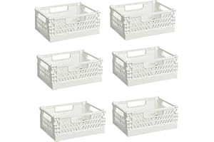 EURXLQ 6 Stück Weiß Klappbox,15×10×6cm Klappkiste Körbe Aufbewahrung Zusammenklappbarer Tragbar Aufbewahrunskisten Bunt aufbewahrungskiste Geeignet für Küche,Bad,Büro,Schlafzimmer
