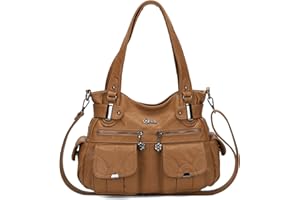 KL928 sacs à main femmes sac à bandoulière PU cuir souple dames sacs à main sac à bandoulière sacs à main pour femmes (Brown)