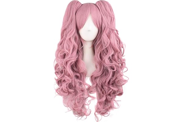 MapofBeauty 28"/70cm Longue Bouclé Femmes Tressé Perruques (Rose)