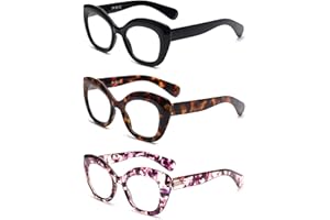 JM Occhiali da Lettura Donna Uomo con Cerniera a Molla, Occhiali Luce Blu Occhio di Gatto 3 Packs