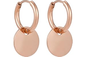 BONNYBIRD® BonnyCoin Creole Earrings with Flap - Premium Hoop Earrings with Pendant Made of Stainless Steel in Silver, Gold & Rose Gold, 100% Waterproof and Skin-Friendly (14 mm)