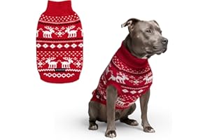 Spark Paws Weihnachts Hundepullover – Weicher Strickpullover für kleine, mittlere & große Hunde – Süßer, Warmer Hundepullover für French Bulldogs & große Hunde, (Dasher Red, 3XL)