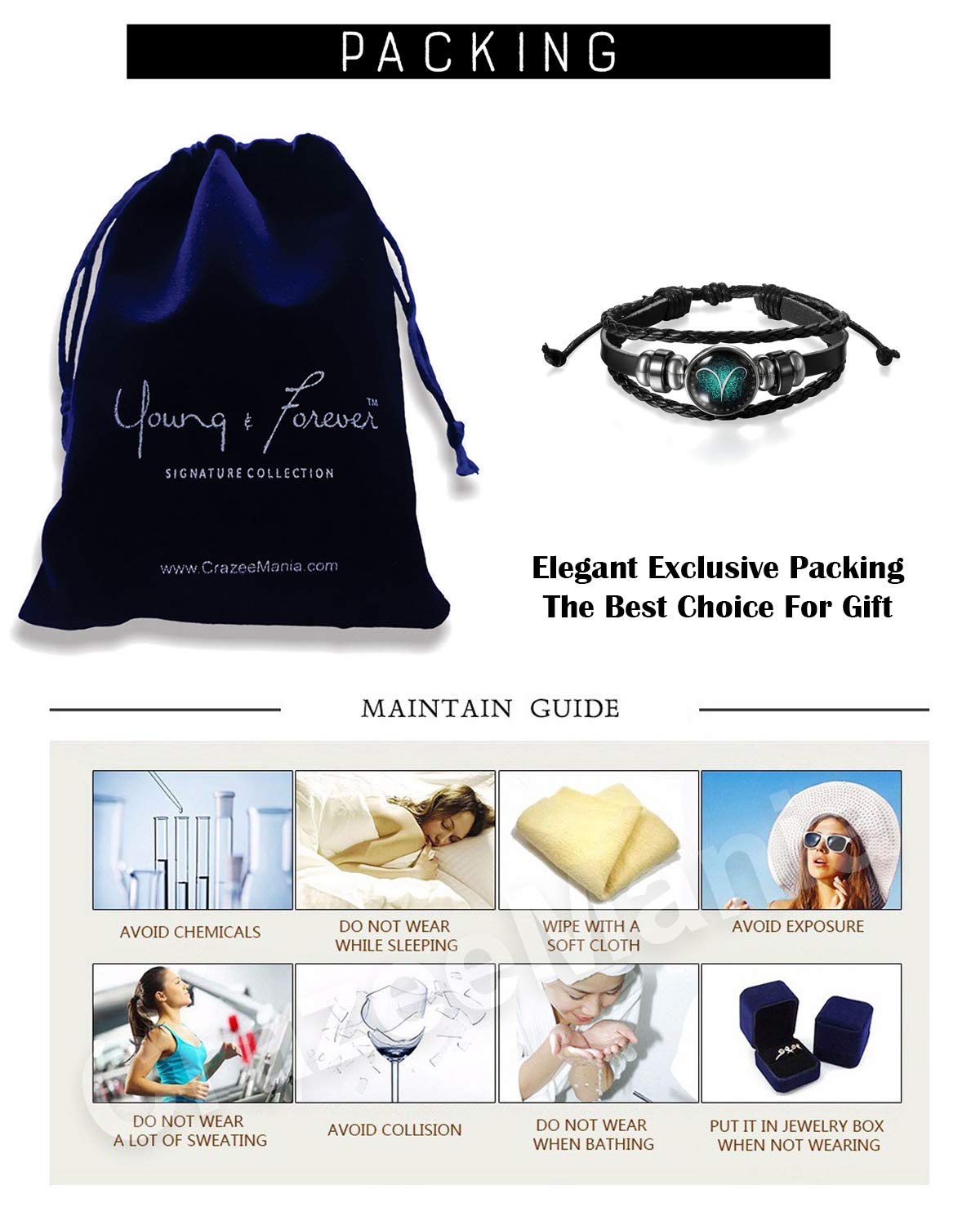 Young & Forever Valentine Gift rakhi gift for sister rakhi gift for brother friendship day gift for best friend Valentine Gifts for Girlfriend Valentine Gift for Boyfriend Love 12 Constellation Zodiac Sign Good Luck Handmade Black Genuine Leather Unisex Bracelet - Image 7