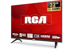 RCA TV 32 Pouces (80 cm) sans Bord LED HD Téléviseurs avec Triple Tuner (DVB-T/T2-C-S/S2), HDMI, CI+, Lecteur Multimédia USB, Mode Hôtel, Dolby Audio (NRB32HQ1, 2024)