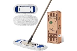 Eyliden Balai à poussière en Microfibre pour Le Nettoyage du Sol, avec poignée réglable en Hauteur et 2 serpillères lavables, Balai de Nettoyage Humide et Sec pour Bois Dur, carrelage, stratifié,