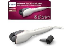 ‎PHILIPS Philips automatischer Lockenstab 8000 Series, Lockenwickler/Curler mit MoistureProtect Technologie, 27 verschiedene Stylingoptionen, Weiß, Modell BHB878/00