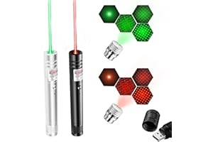 iPalamila 2 PCS Teaching Flashlight, Multifunctional Small Flashlight with USB Portable Long Range High Power Green and Red Light Pen for Teachers, Camping and Hiking. [Energy Efficiency Class A].