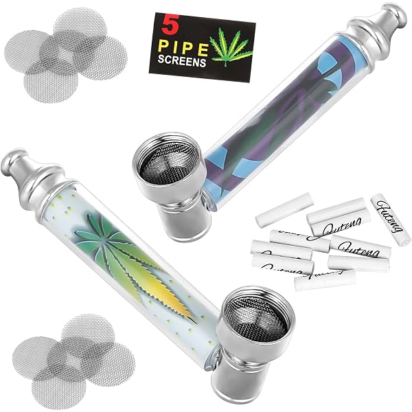 Lot De 6 Pipes En Métal Avec 10 Filtres Charbon Actif + 2 Broyeurs Mini - Pour épices, Pollen, Tabac