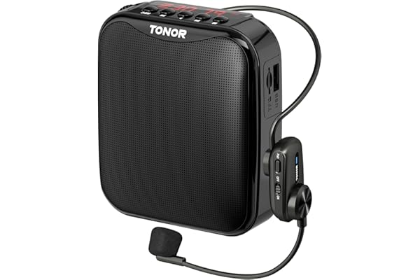TONOR 15W Wireless Altavoz con Microfono Inalambrico，Amplificador de Voz Bluetooth Portátil, PA Sistema de Microfono Recargable para Profesores, Guías Turísticos, Entrenadores Deportivos, K11