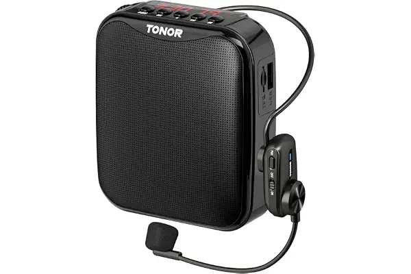 TONOR 15W Wireless Altavoz con Microfono Inalambrico，Amplificador de Voz Bluetooth Portátil, PA Sistema de Microfono Recargable para Profesores, Guías Turísticos, Entrenadores Deportivos, K11