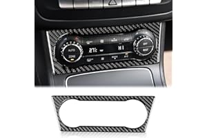 KUNGKIC for Mercedes Benz W169 W245 W117 W156 A Class B Class CLA GLA,Real Carbon Fiber Accessory Auto Inner Parts Car CD Air Conditioning Control Panel Frame Sticker Decoration Interior Trim,Black