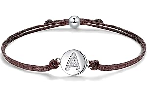J.Endéar Initials Letra Pulsera para Mujer, Plata de Ley 925 Pulsera para Niñas, Pulsera de Hilo Ajustable para Adolescentes, Regalos de Cumpleaños Hechos A Mano Joyería de Navidad