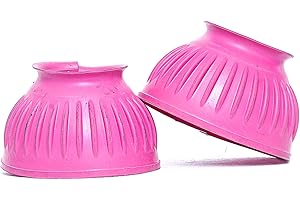 EQUITACK YOUR PASSION IS OUR MISSION Equitack One Pair Rubber Bell Boot - Overreach Boots | Premium 6mm PVC Rubber Safeguard for Hoof Damage | Pony Boots for Horse (Pink, Cob)