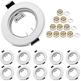 LteelDay Pack of 10 Recessed Frame Spotlights GU10 White Without Bulb | Round Metal Porthole Frame | With GU10 VDE Socket | F