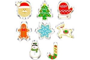 BELSVOR Lot de 8 Emporte Pièces Noël, Emporte Piece en Acier Inoxydable, Emporte Piece Biscuit pour Décoration Biscuit/Gâteau/Cookies/Pâtisserie, Emporte Piece Patisserie 8 Formes