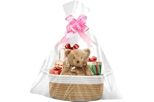 RWBIMTI Geschenkkorb Leer 30x20x12 cm, Geflochten Korb mit Geschenktüten und Bändern, Präsentkorb Leer für Weihnachten, Geburtstag, Hochzeit, Aufbewahrungskorb, Deko-Korb (Khaki)