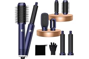 MOGAWAVE 1000W Air Styler Set 6 in 1 Magic Styler, 200 Millions Negative Ionic Hair Styler, High-Speed Hair Dryer Brush, Hair Dryer Curler, Volumizer, Round Brush, Air stylers for Women