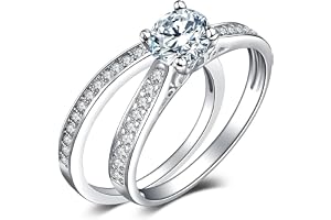 JewelryPalace Förlovningsring Par Vigselringar Ring Silver 925 Damer, Zirkonia Silverring Vigselringar Frieri Ring Memoir Rin