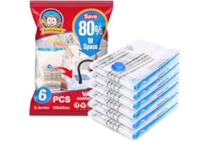 BoxLegend Vacuum Storage Bags 6 Jumbo 100x80cm Space Saving Double Zipper Seal Reusable Vacuum Compressiong Storage Bags for Duvets, Bedding, Suitcases, Pillows, Clothes, Quilts, Sweater, Comforters