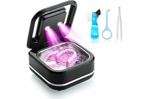 TMEOIIPY Pulitore ad ultrasuoni per protesi dentali 42k Hz 180ml pulitore ad ultrasuoni dentale Pod con 2 modalità, dispositivo di pulizia ad ultrasuoni portatile per gioielli, binari dentali, ritainer e