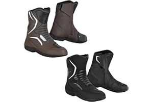 REXTEK Botas de ciclista de cuero impermeable para motocicleta de invierno de carreras de motociclista, botas de aventura, para hombre CE (EN-13634:2017)