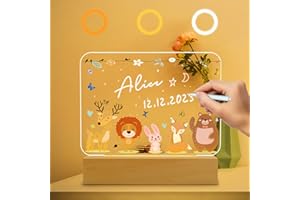 WYDCAA Veilleuse Bébé Personnalisée - avec Nom et Date de Naissance Gravés, regalos para bebes recien nacidos, cosas Unique de Naissance/Baptême pour Garçon et Fille