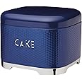 KitchenCraft Lovello Textured Cake Storage Tin with Geometric Hexagon Pattern, 26 x 26 x 19 cm (10" x 10" x 7.5") - Midnight Navy