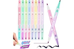 HeeDz Highlighters Pens, 16 Color Dual Tip Highlighters Markers, Overlay Highlighter with Bold Chisel and Fine Tips Pastel Pens for School Student Office Stationery