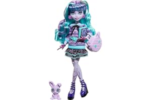 Monster High Piżama Party Lalka Twyla i figurka zwierzątka – Dustin, HLP87