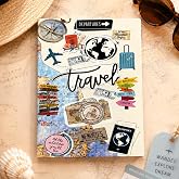Travel Desenli Manyetik Fotoğraf Alb&uuml;m&uuml; Sert Kapaklı 30 Sayfa 17,5x23 cm