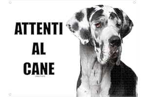 LOVELYTILES ALANO attenti al cane mod 2 ARLECCHINO TARGA cartello IN METALLO (15X20)