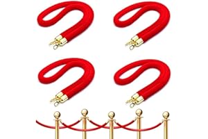 XINLTC 4 Pièc 1.5m Corde de Barrière | Corde pour Système de Guidage avec Or Crochets | Cordon Séparation pour Poteaux de Guidage | pour Hôtel, Cinema, Publics Contrôle des Foules