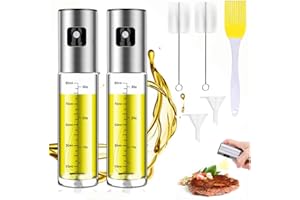 PVZLEXN Spray Huile Cuisine 2 Pièces Vaporisateur d'olive Viande Rôtie oil Spray Pulverisateur Alimentaire Air Fryer Pour Et Friteuse D'air Anti Goutte En Verre Avec Distributeur