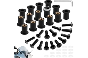 TXXATX 15 Stück Motorrad Windschild Befestigung Schrauben M5x16 mm Verkleidungsschrauben Motorrad Schwarz Bolzen und Schrauben M5 mit Schlüssel für Befestigung und Unterstützung Windschutzscheibe
