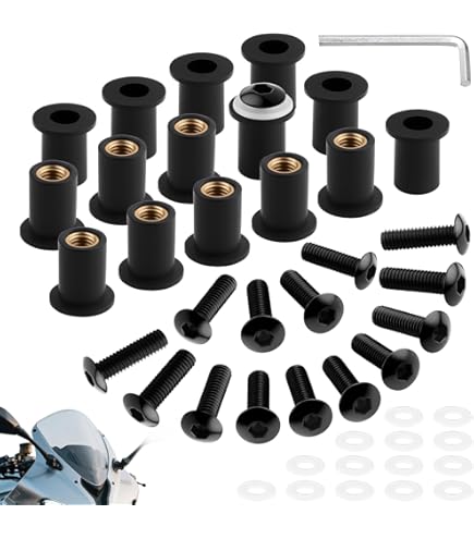 Kit 10 Boulons M5 X 16mm Pour Pare-brise Moto – Alliage Aluminium, écrous, Rondelles Et Tournevis Inclus