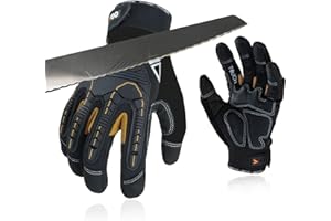 Vgo... Guantes de Trabajo Hombre Anticortes EN388 Nivel C A3, Antichoque Guantes Resistentes al Corte 360° para Cortar Motosierra Policiales Vigilante Antivibración,SL8849IPA5