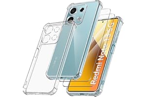 FLLAO Coque Antichoc Compatible avec Xiaomi Redmi Note 13 5G et 2 Pièces Protection Écran en Verre Trempé, Étui de Silicone Mince Souple TPU Bumper Coins Renforcés Housse, Transparent