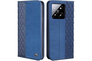 CXTCASE Funda Xiaomi 14, Funda Tapa Libro Movil Carcasa PU Cuero para Xiaomi 14, Tipo Libro Flip Wallet Case, Azul
