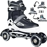 Paten Premium TAJ-J1 Pro Paten Beyaz Led Işıklı Silikon Teker 3 in 1 Inline &Ccedil;ocuk Yetişkin Paten