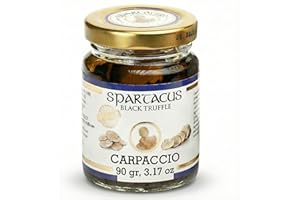 ‎SPARTACUS TRUFFLE Spartacus Schwarzer Trüffel Carpaccio 90 g – Trüffelscheiben in Nativem Olivenöl Extra – Gourmet-Delikatesse für Festtage & Festliche Genüsse – Ideal für Feine Küche