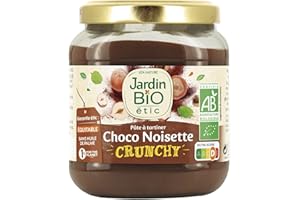 Jardin BiO étic - Pâte à Tartiner Chocolat Noisette Crunchy Bio - Certifié Bio AB - Sans Huile de Palme - Filières Cacao et Sucres Équitables - Pot de 350 gr