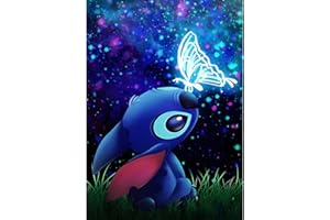 DPHERO Dessin Animé Bricolage Diamond Painting, 5D DIY Stitch Diamant Painting Kit Complet,Papillon Peinture Diamant Artisanat Strass Painting pour Adultes Enfants, Décoration Intérieur 30x40cm