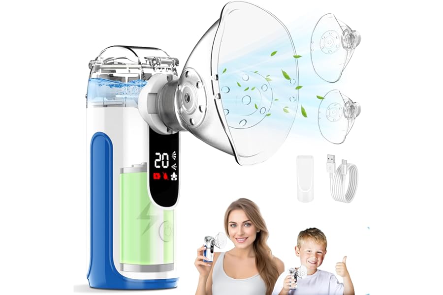 BIAOQINBO Portable Silent Aerosol for Adults and Children, USB-C Rechargeable Ultrasonic Aerosol with Intelligent Digital Display, Aerosol Inhaler Machine for Travel and Home Use